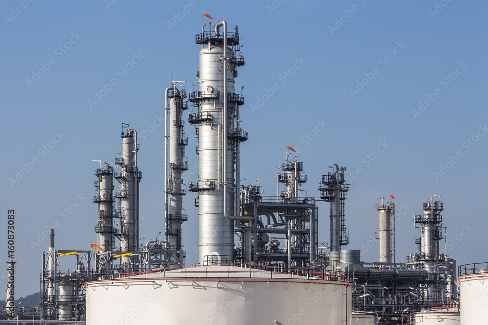 Refinery tower in petrochemical industrial plant Refinery tower in petrochemical industrial plant