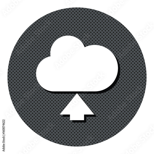 Wolke - Daten hochladen - Gepunkteter Button mit Symbol und Schatten