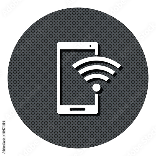 Handy Wifi - Gepunkteter Button mit Symbol und Schatten
