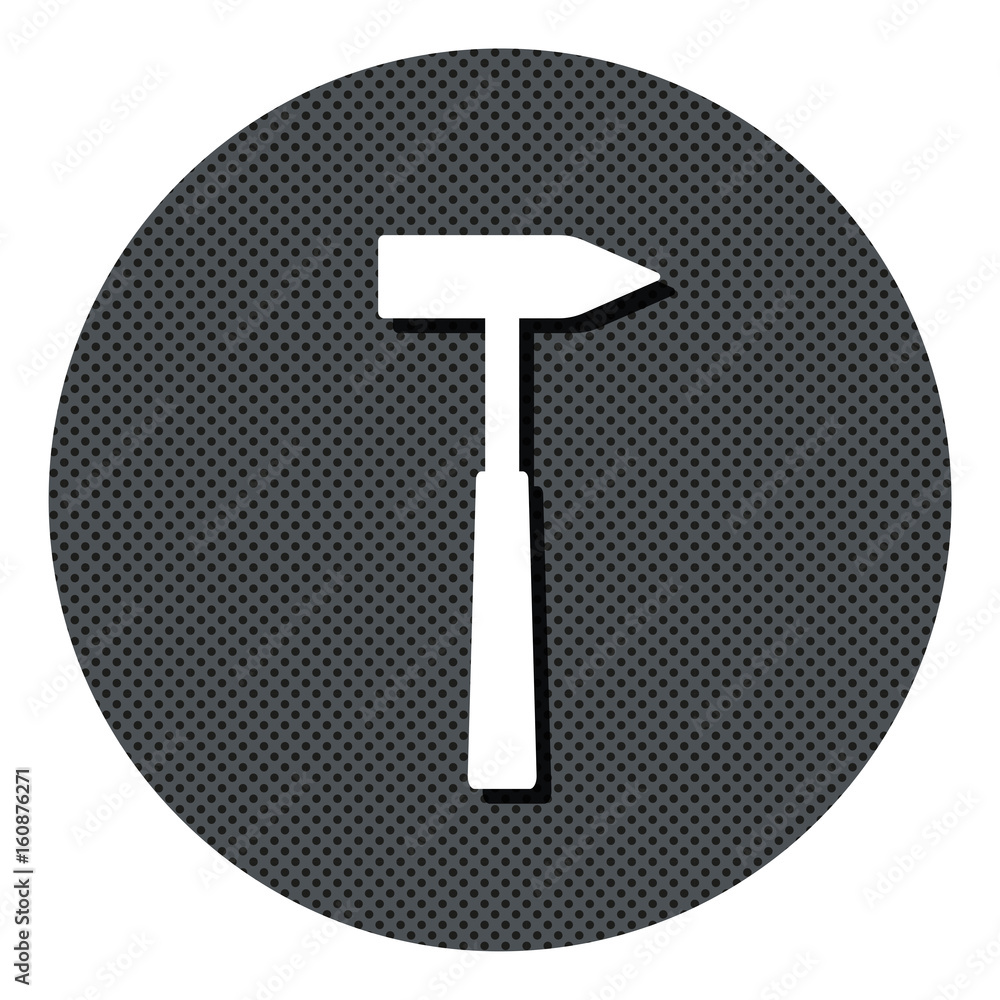 Hammer - Gepunkteter Button mit Symbol und Schatten Hammer - Gepunkteter Button mit Symbol und Schatten