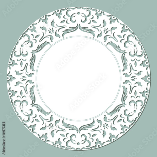 Round frame with floral ornaments, template for design