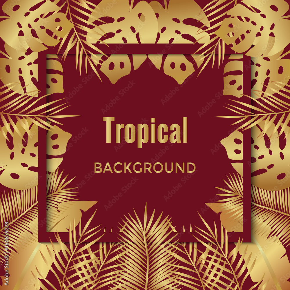 Jungle background. Tropical background.  Vector illustration.