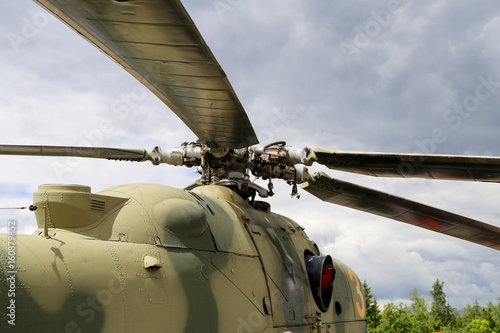 Military helicopter rotor blade detail close up