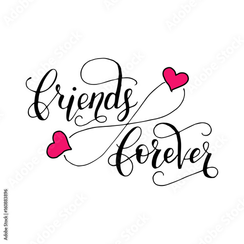 Lettering card for friendship day. Handdrawn unique calligraphy for greeting cards, mugs, t-shirts, ets.