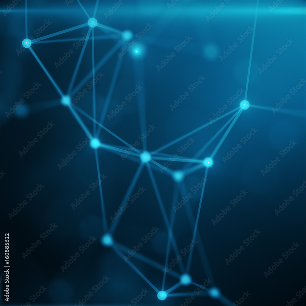 Technological connection futuristic shape, blue dot network, abstract background, blue background, Concept of Network, internet communication, 3D rendering Technological connection futuristic shape, blue dot network, abstract background, blue background, Concept of Network, internet communication, 3D rendering