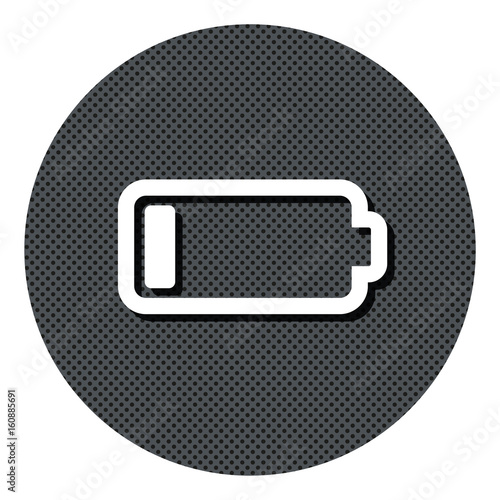 Akku leer - Gepunkteter Button mit Symbol und Schatten