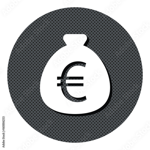 Geldsack Euro- Gepunkteter Button mit Symbol und Schatten