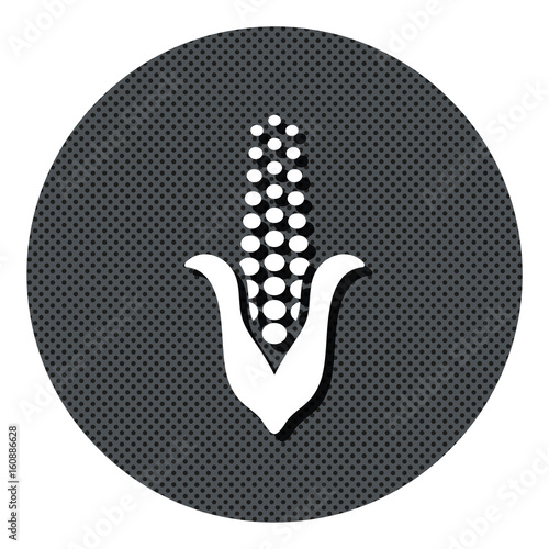 Maiskolben - Gepunkteter Button mit Symbol und Schatten