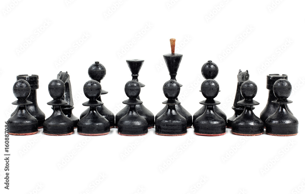 Chess pieces and board on a white background Chess pieces and board on a white background