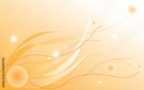 Sunny orange wavy vector background with circels and flairs