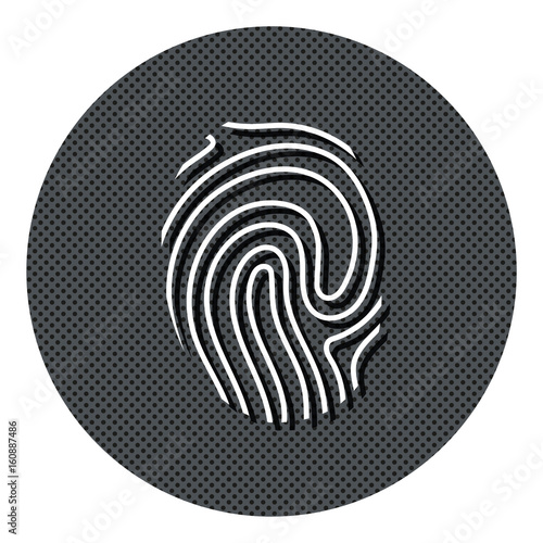 Fingerabdruck - Identifikation - Gepunkteter Button mit Symbol und Schatten