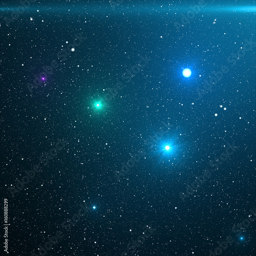 Universe filled with stars, nebula and galaxy. Close-up way galaxy with stars and space dust in the universe. Blue Space Background. Blue night sky with stars. 3D rendering
