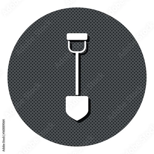 Schaufel - Gärtner - Gepunkteter Button mit Symbol und Schatten