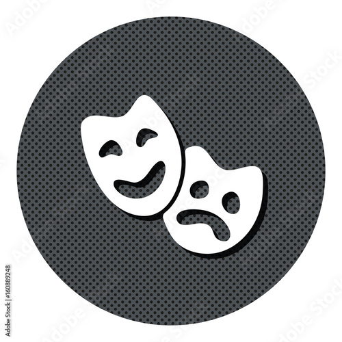 Masken - Schauspiel - Gepunkteter Button mit Symbol und Schatten