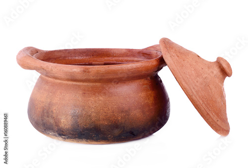 clay pot isolated on white background