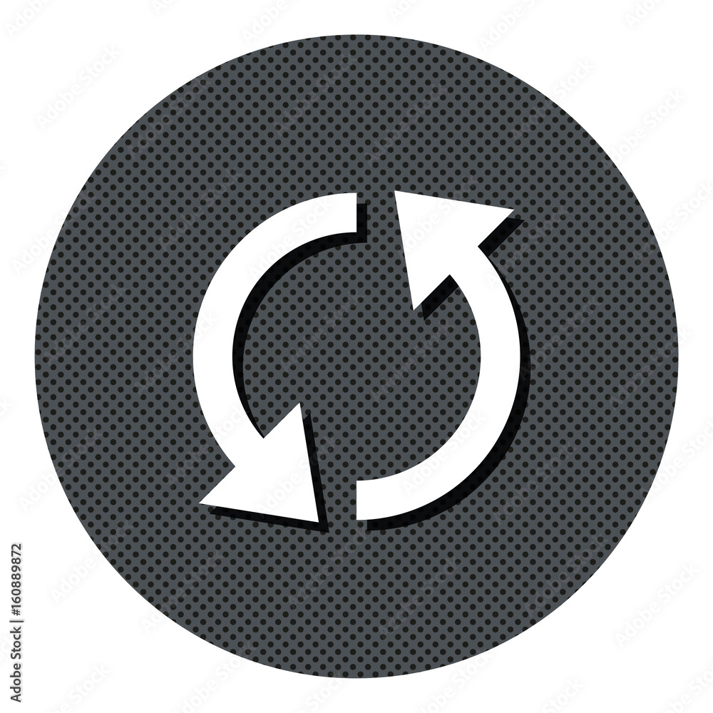 Synchronisieren - Gepunkteter Button mit Symbol und Schatten Synchronisieren - Gepunkteter Button mit Symbol und Schatten