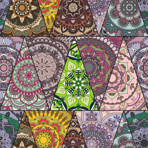 Seamless mandalas pattern. Vintage decorative elements with mandala. Hand drawn mandala background. Islam, Arabic mandala, Indian, mandala ottoman motifs. Perfect for printing on fabric or paper.