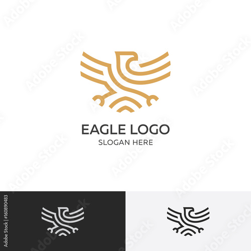 Gold eagle logo concept - vector illustration template, emblem design on a white Fototapeta