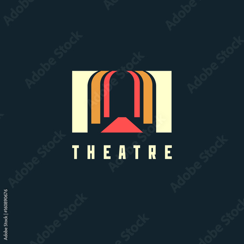 Theatre logo concept - vector illustration. Theatre, museum, bank or academy logo on dark background