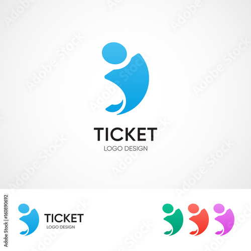 Ticket center logo concept - vector emblem template for travel agency. Different color variations