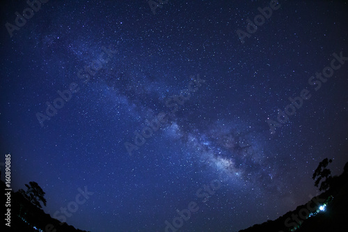 milky way galaxy with stars and space dust in the universe  Long exposure photograph  with grain.