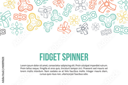 Fidget spinner site header with outline icons in colorful style. Ready for promotion