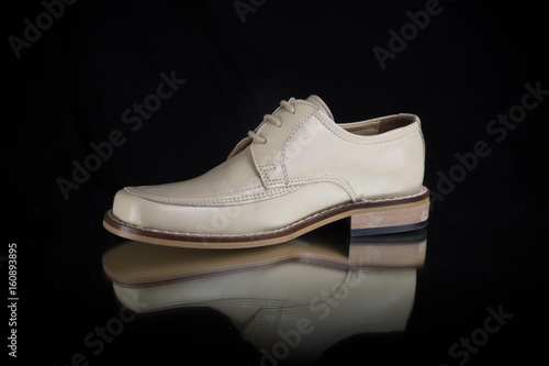 Shoes on Black Background, Isolated Product, Top View, Studio.