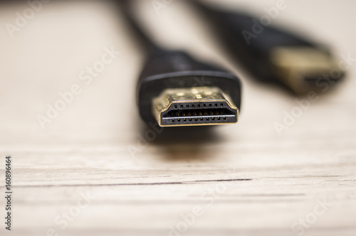 Close up shot of an HDMI, High Definition Multimedia Interface cable