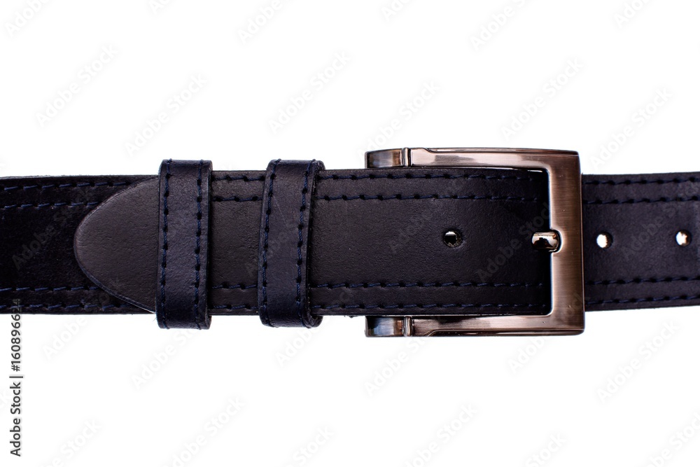Fashionable male blue leather belt isolated on white background Fashionable male blue leather belt isolated on white background