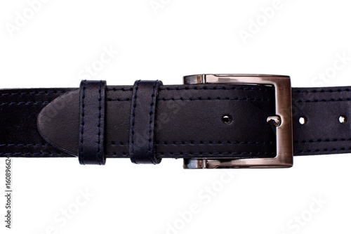 Fashionable male blue leather belt isolated on white background