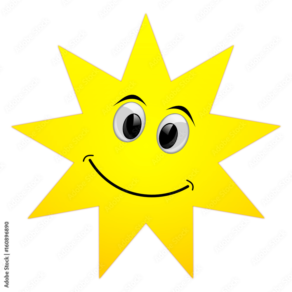 Summer sun with smiling face