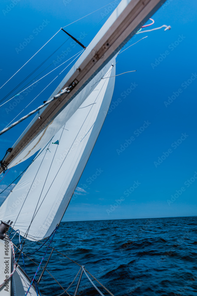 Fototapeta premium Yachting yacht sailboat sailing in sea ocean