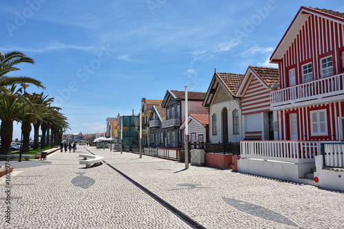 Striped colored houses, Costa Nova, Beira Litoral, Portugal, Europe