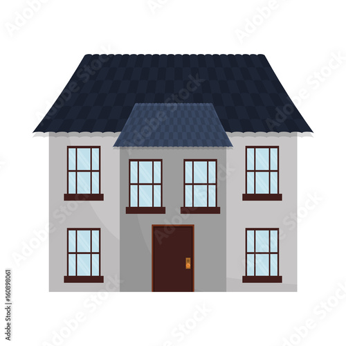 two-floor house icon over white background colorful design vector illustration