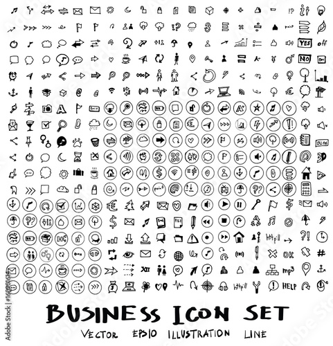 Business arrow bubble set sketch vector ink doodle eps10
