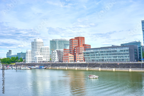 Media Harbor at Rhine in Dusseldorf in Germany / Famous place with buildings from Frank Gehry in Dusseldorf