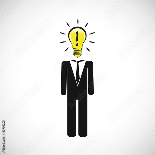 businessmann hat lampe als kopf