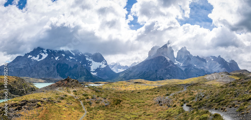 Panoramic view of Torres del Paine National Park - Patagonia, Chile