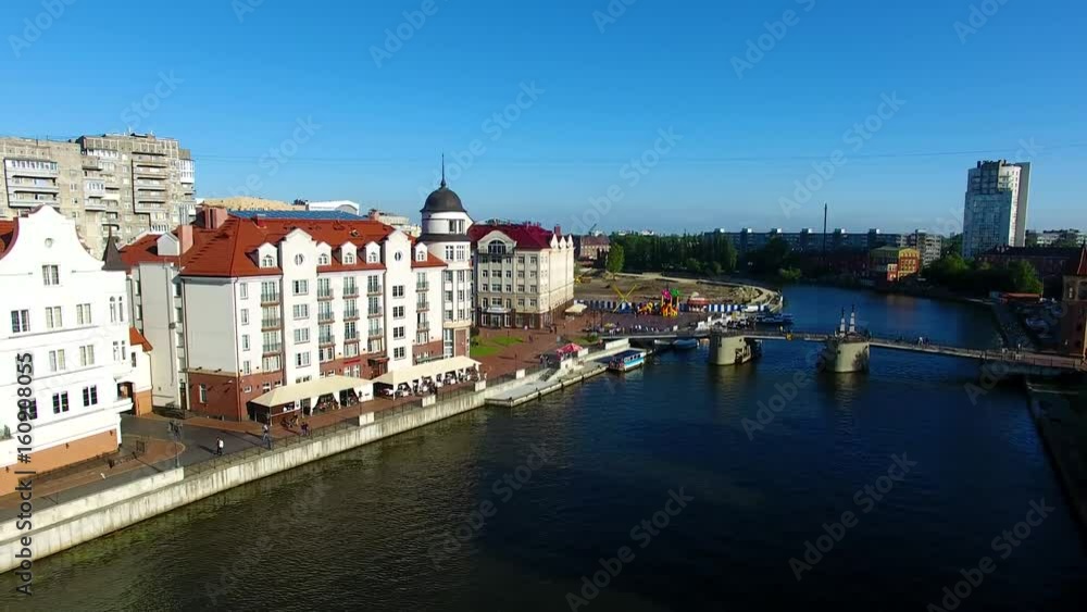 Bird-eye view of the Fishing Village in Kaliningrad in evening Bird-eye view of the Fishing Village in Kaliningrad in evening