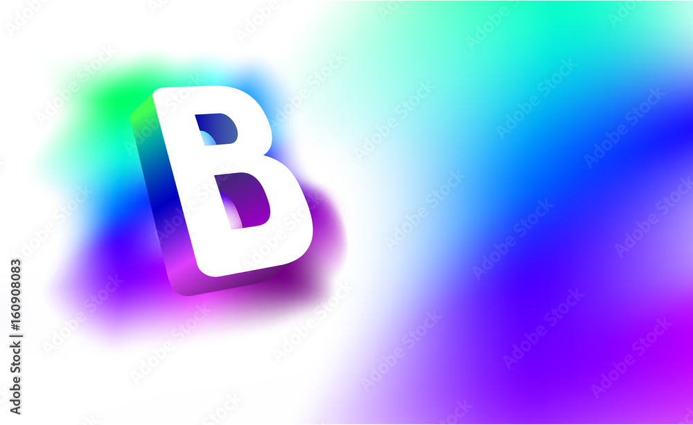 Abstract Letter B. Template of creative glow 3D logo corporate identity of company or brand name letter B. White letter abstract, multicolored, gradient, blurred background. Graphic design elements. Abstract Letter B. Template of creative glow 3D logo corporate identity of company or brand name letter B. White letter abstract, multicolored, gradient, blurred background. Graphic design elements.