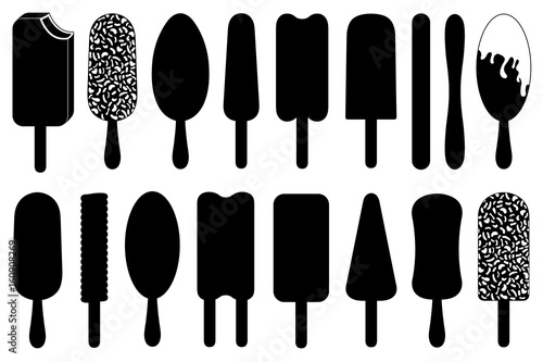 Set of different ice cream lolly isolated on white