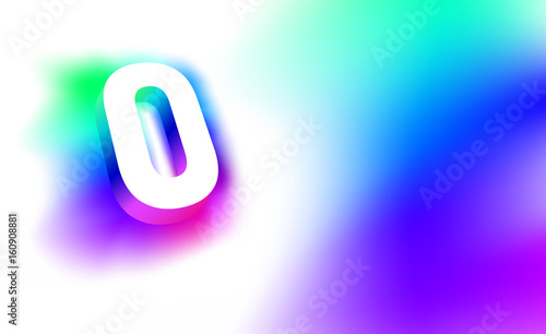 Abstract Letter O. Template of creative glow 3D logo corporate identity of company or brand name letter O. White letter abstract, multicolored, gradient, blurred background. Graphic design elements.