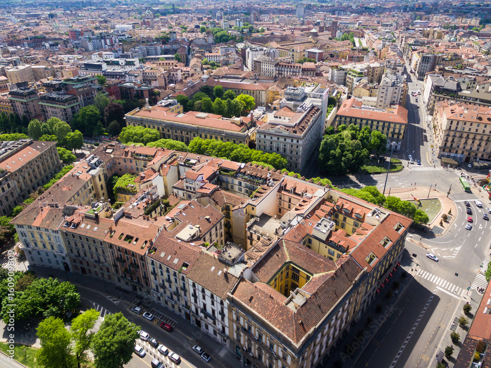 Aerial photography view of  Milan city in Italy