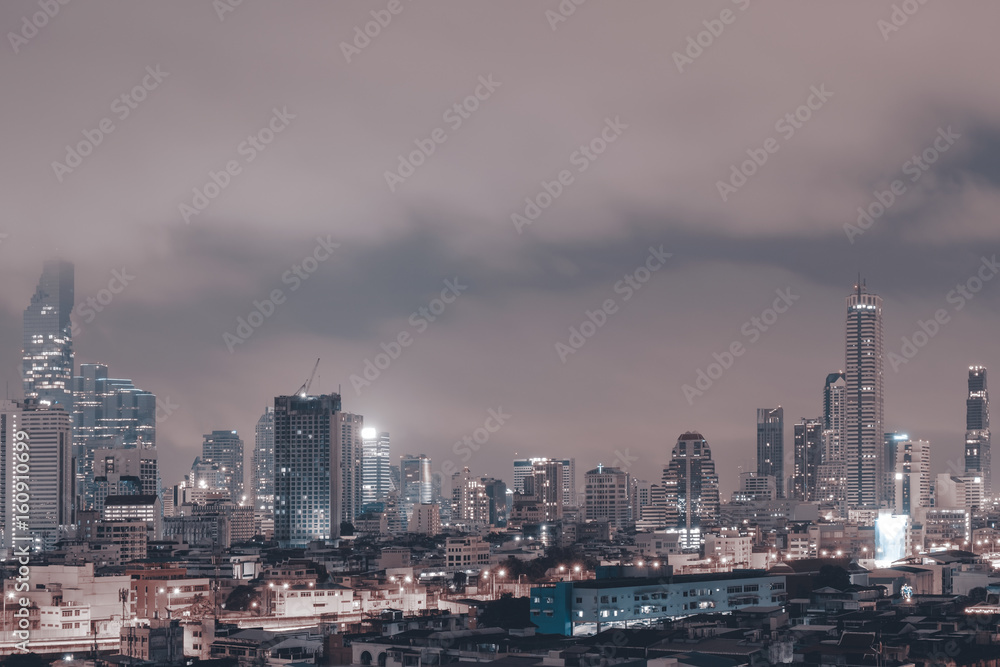 City / City and sky at night. - obrazy, fototapety, plakaty 