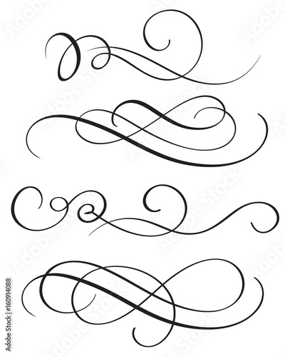 set of vintage flourish decorative art calligraphy whorls for text. Vector illustration EPS10