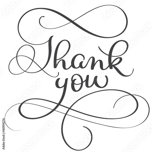 thank you words on white background. Hand drawn Calligraphy lettering Vector illustration EPS10