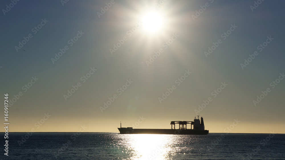 Cargo Ship at sunset
