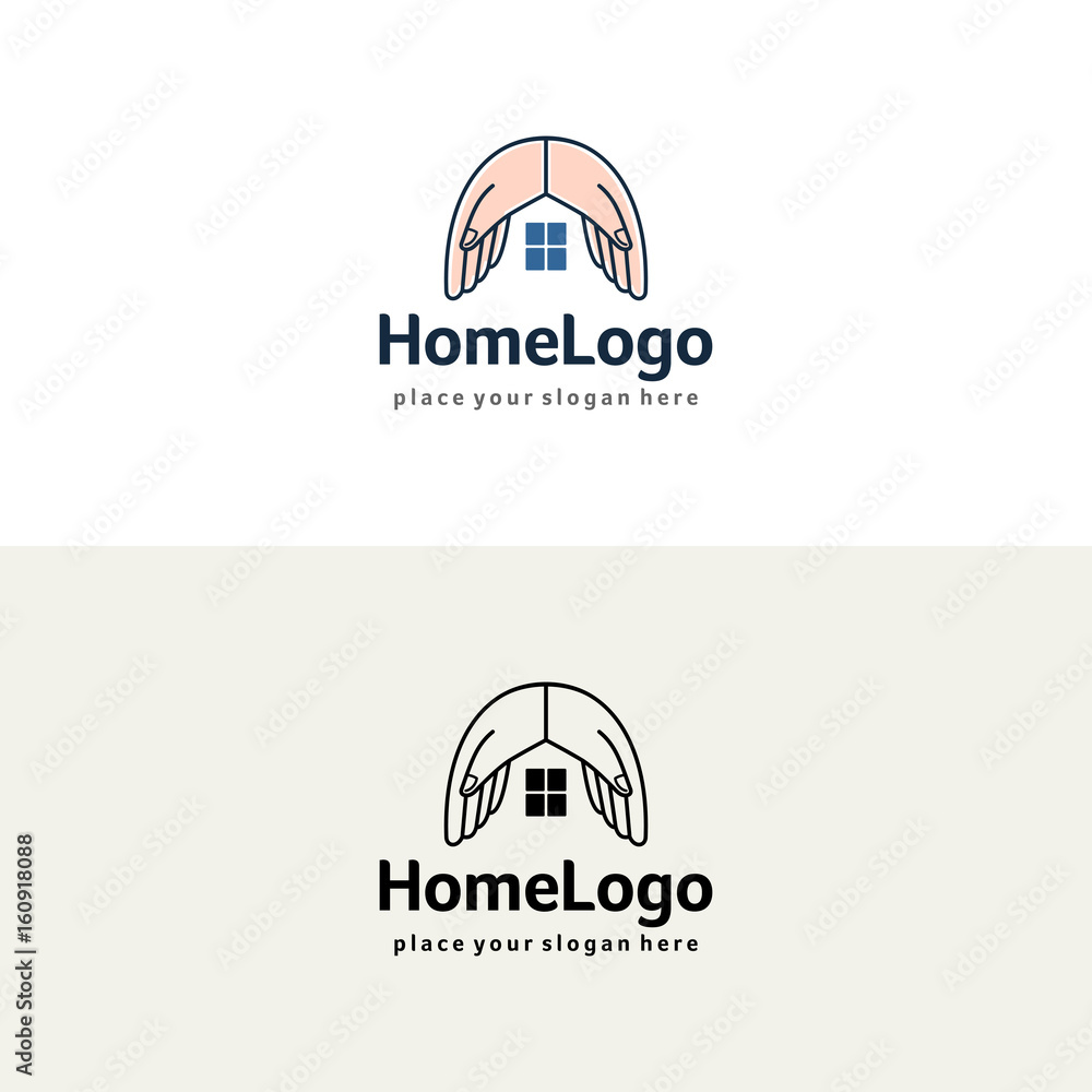 House hands logo. Insurance or real estate vector template. House hands logo. Insurance or real estate vector template.