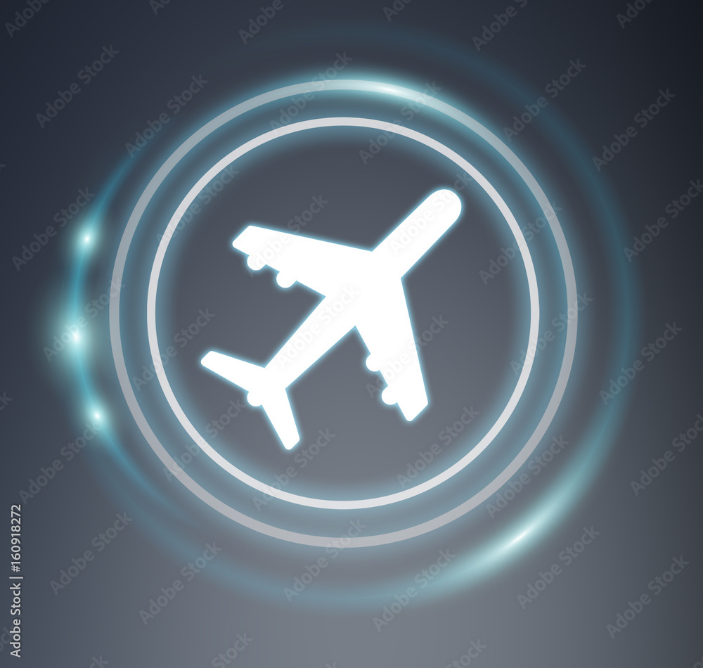3D rendering plane icon with circles