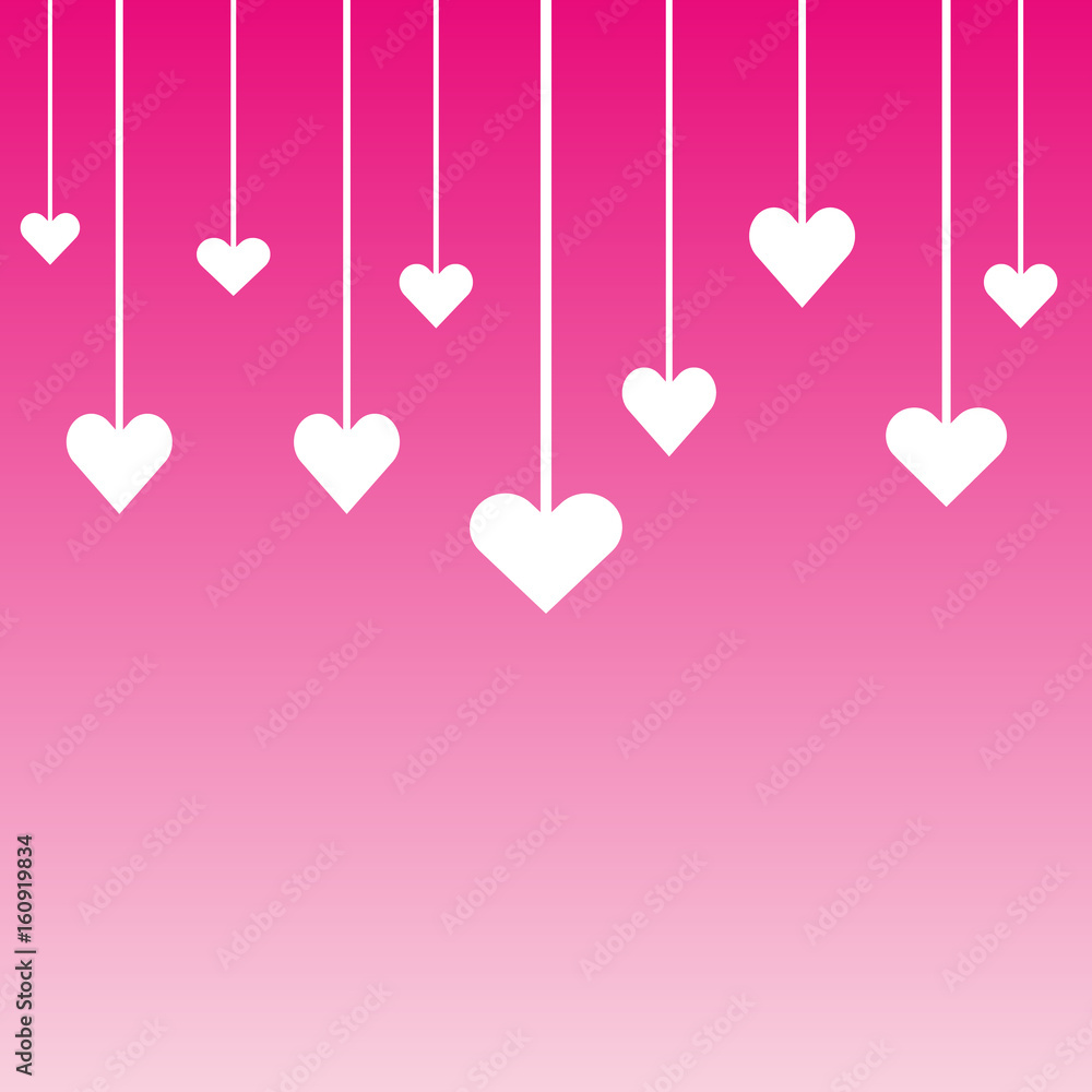 Hanging Valentine's heart on pink background